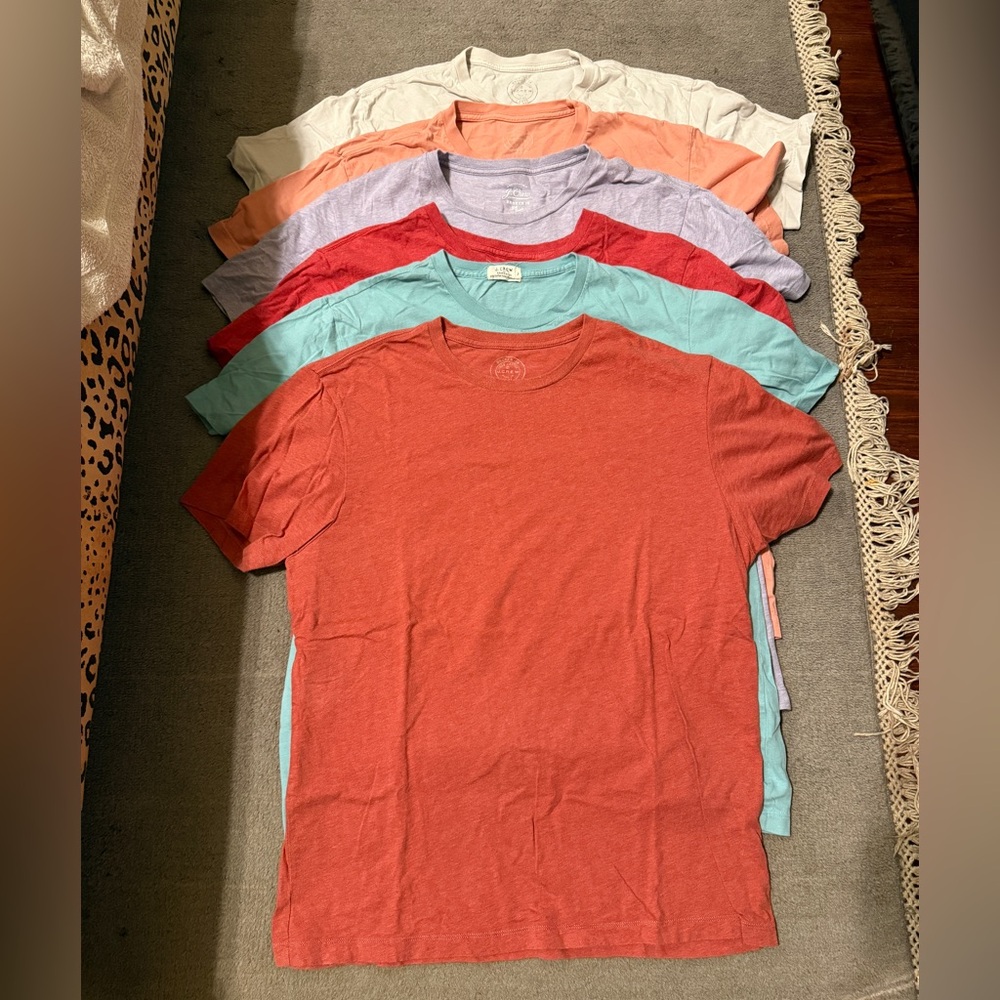 J.Crew Men’s T-Shirt Bundle Lot 6 Size Large 100% Cotton Casual Tees - Picture 2 of 9